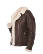 Women Brown B3 RAF Aviator Shearling Jacket - Image 2