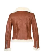 Womens Chestnut Aviator Shearling Jacket - Image 2