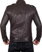Men’s Brown Bomber Biker Jacket - Image 2