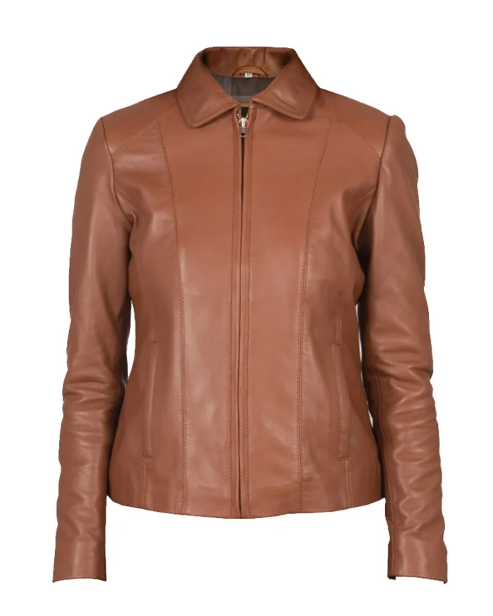 Colette Brown Leather Jacket - Image 2