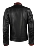 Mens Retro Black Leather Jacket - Image 2