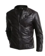 Mark Black Leather Racer Jacket