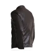 Mark Black Leather Racer Jacket - Image 2