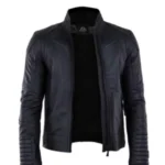 Men Black Padded Leather Jacket