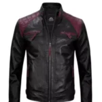 Men Black and Maroon Cafe Racer Jacket