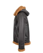 Men Brown B3 Bomber Jacket with Hood - Image 4