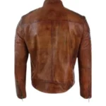 Men Quilted Distressed Brown Jacket - Image 2