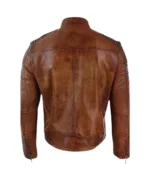 Men Quilted Distressed Brown Jacket - Image 3