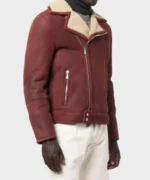 Men’s Aviator Burgundy Leather Jacket - Image 2