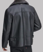 Men’s Black Leather Fur Jacket - Image 2