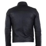 Men Black Padded Leather Jacket - Image 3