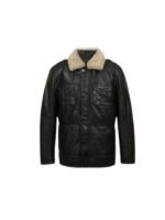 Mens Black Sheep Leather Coat