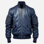 Men’s Blue Flight Bomber Leather Jacket