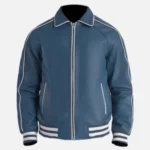 Men’s Blue Leather Varsity Jacket
