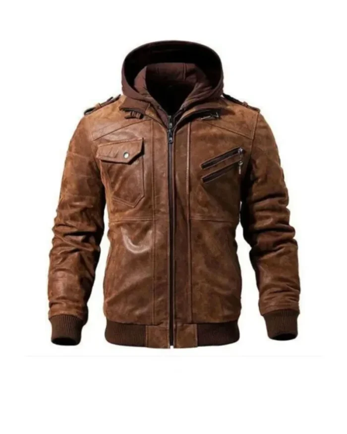 Men’s Brown Hooded Jacket - Image 1