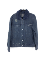 Men’s Navy Blue Sherpa Collar Denim Jacket