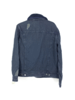 Men’s Navy Blue Sherpa Collar Denim Jacket - Image 3