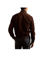Men’s Premium Dark Brown Bomber Suede Jacket - Image 3