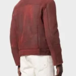 Men’s Aviator Burgundy Leather Jacket - Image 3