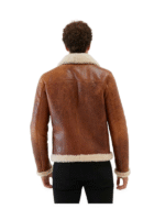 Men’s Shearling Collar Leather Jacket - Image 2