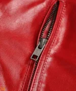 Mens Shearling Red Leather Jacket - Image 4