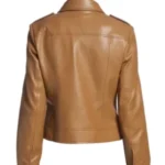 Moto Faux Brown Leather Jacket - Image 2