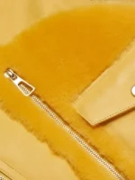 Women’s Orange Shearling Leather Jacket - Image 4