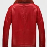 Mens Shearling Red Leather Jacket - Image 2