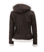 Womens Shearling Brown Jacket - Image 3
