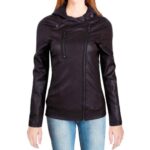 Women’s Asymmetrical Leather Jacket - Image 4