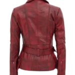 Victoria Burgundy Motorcycle Jacket - Image 2