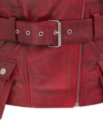 Victoria Burgundy Motorcycle Jacket - Image 4