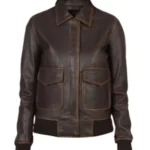 Women A-2 Brown Leather Jacket