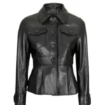 Womens Black Peplum Leather Jacket