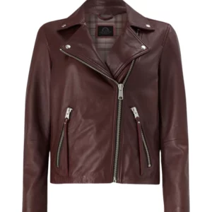 Women Brown Vintage Biker Jacket