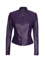Women Purple Leather Jacket