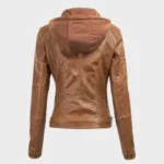 Women Removable Brown Hooded Jacket - Image 3