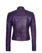 Women Purple Leather Jacket - Image 2