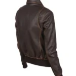 Women A-2 Brown Leather Jacket - Image 4