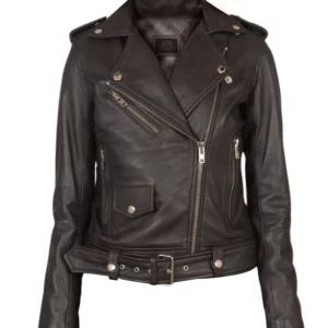 Women Alison Brown Biker Jacket