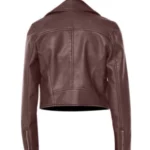 Women Brown Vintage Biker Jacket - Image 2