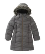 Womens Grey Hooded Puffer Coat