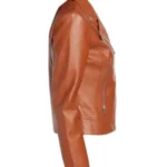 Womens Real Brown Leather Jacket - Image 3