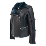 Womens Real Sheepskin Aviator Jacket - Image 4