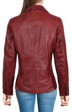 Red Womens Leather Jacket - Image 4