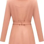 Women’s Pink Suede Leather Pea Coat - Image 3