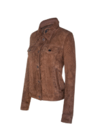 Women’s Tan Brown Suede Leather Jacket - Image 3
