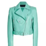 Women Leather Belted Biker Jacket