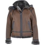 Womens Short Hooded Sheepskin Jacket