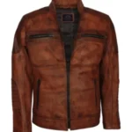 Cafe Racer Brown Motorcycle Jacket - Image 2